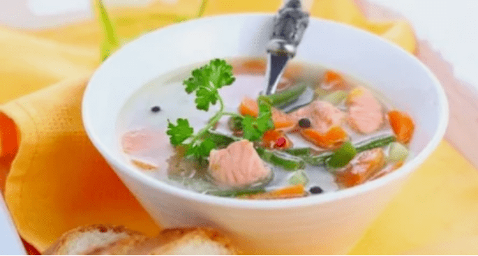 Fish soup for diet with protein