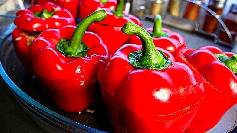 Day two of the six-petal diet can be varied with vegetables stuffed with red peppers